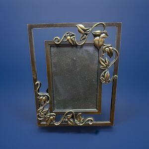 The Watson Gallery 3.5x5 Vintage Metal Photo Frame Art Nouveau Leaves Bronze